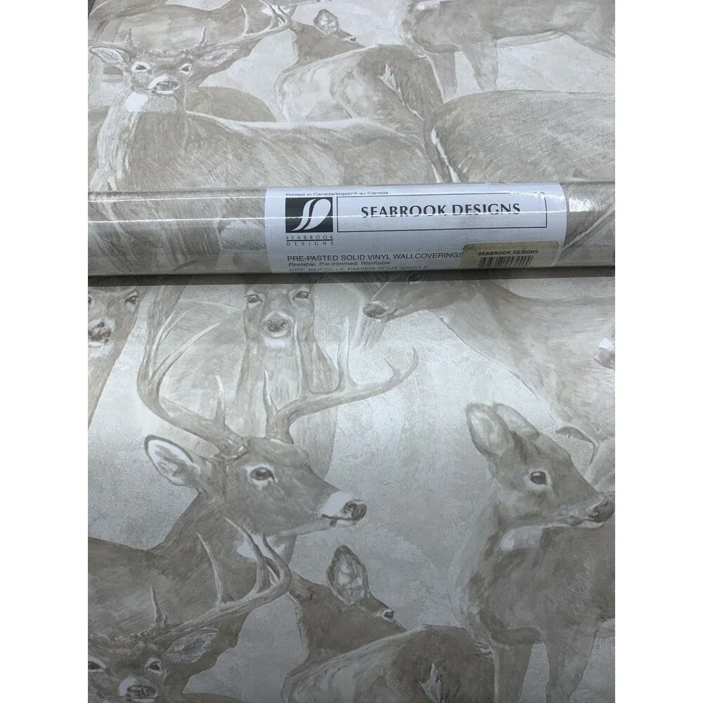 Seabrook Deer Buck Doe Wallpaper HG554, 20.5” X 11yds
